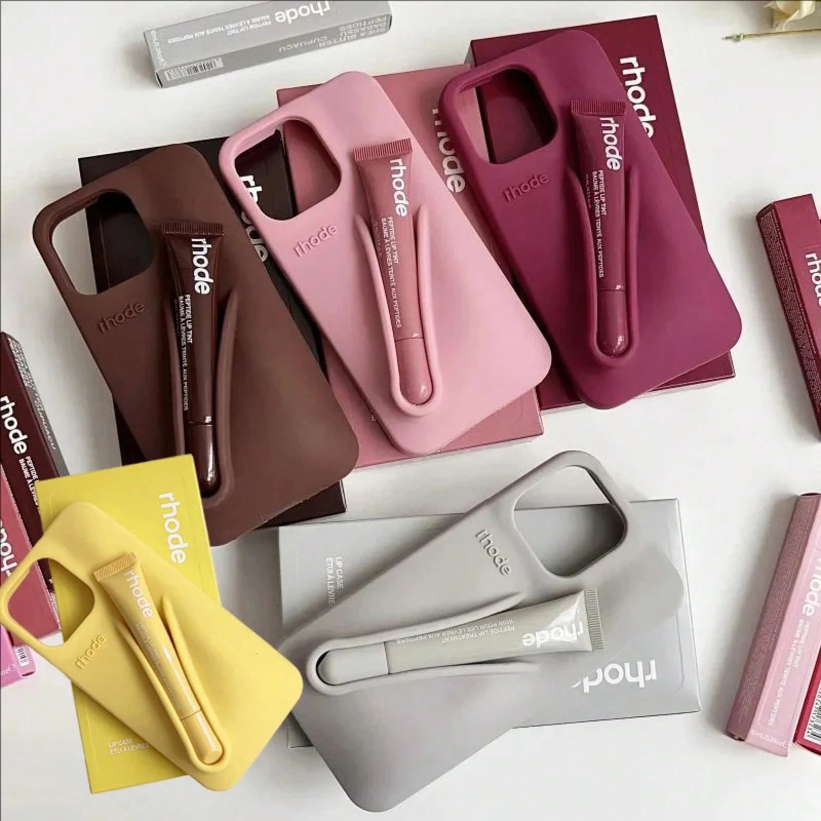 With Box Lipstick Rhod Phone Case For 16 17 Air 15 14 13 12 11 Pro Max 6 7 8 Plus Makeup Lip Gloss Holder Silicone Coverphone Grip Fall Beach Essentials Magsafe Case Blue Phone Case Customizable Thing