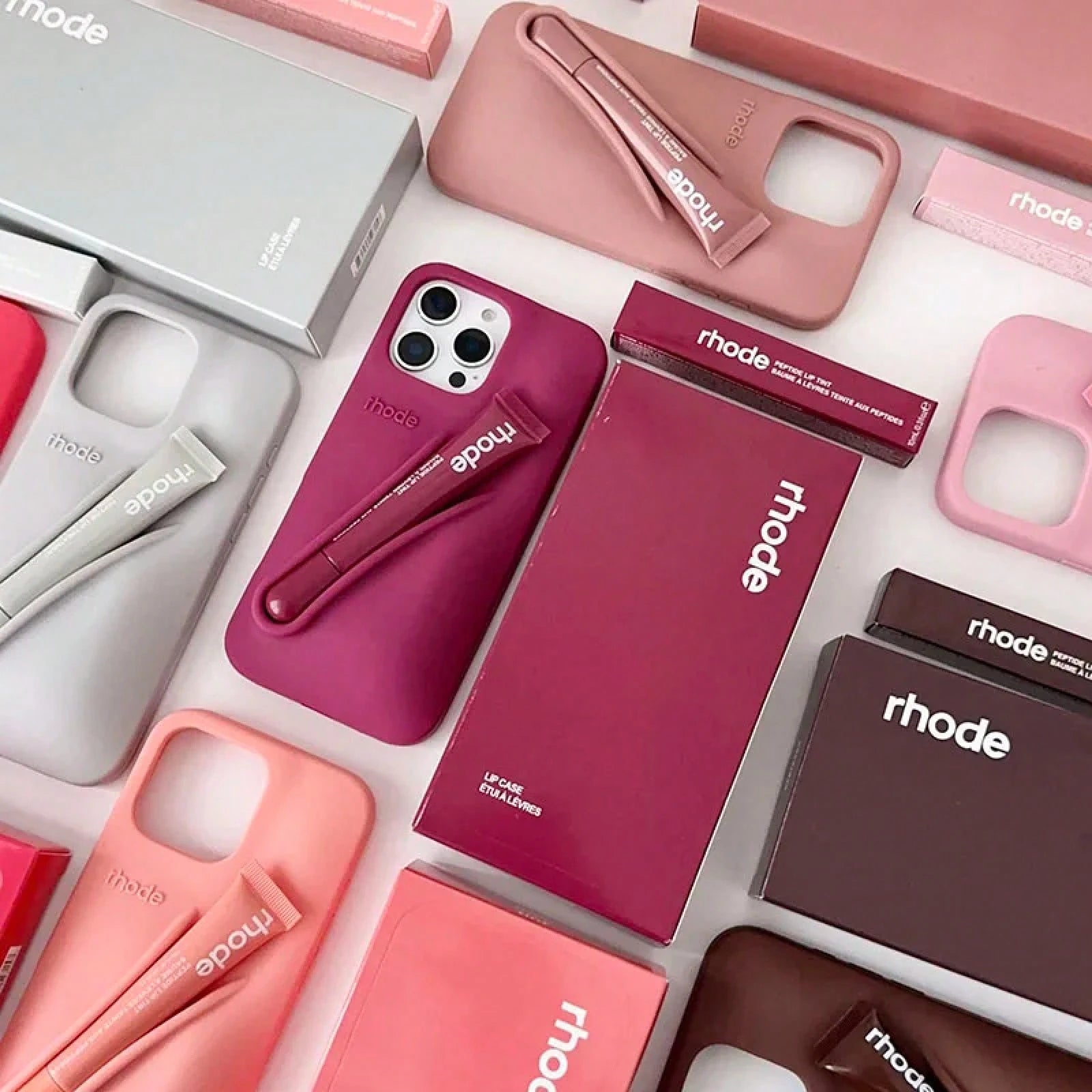 With Box Lipstick Rhod Phone Case For 16 17 Air 15 14 13 12 11 Pro Max 6 7 8 Plus Makeup Lip Gloss Holder Silicone Coverphone Grip Fall Beach Essentials Magsafe Case Blue Phone Case Customizable Thing