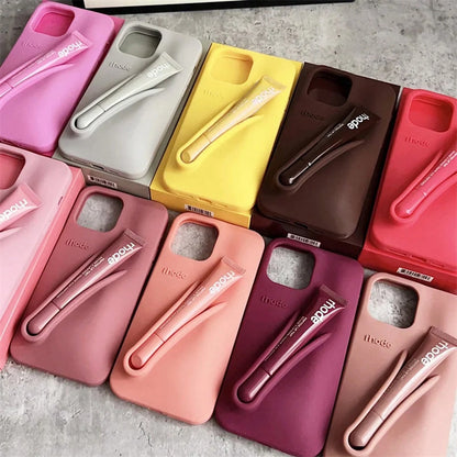 With Box Lipstick Rhod Phone Case For 16 17 Air 15 14 13 12 11 Pro Max 6 7 8 Plus Makeup Lip Gloss Holder Silicone Coverphone Grip Fall Beach Essentials Magsafe Case Blue Phone Case Customizable Thing