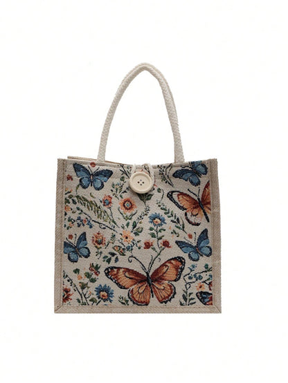 Women's Beige Linen Tote Bag-Suitable For Various Occasions Such As Dates, Back-To-School, The Beach, Commuting, Picnics, And Camping.