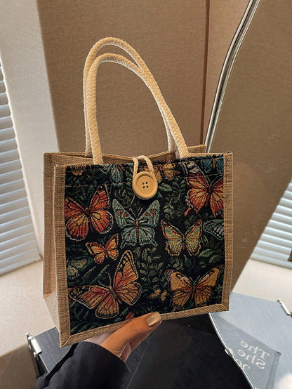 Women's Beige Linen Tote Bag-Suitable For Various Occasions Such As Dates, Back-To-School, The Beach, Commuting, Picnics, And Camping.
