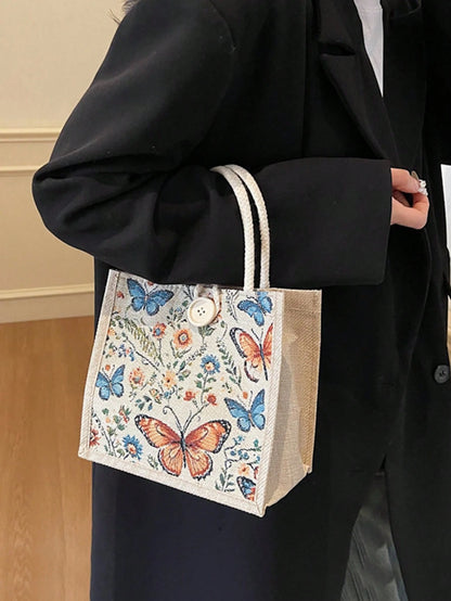 Women's Beige Linen Tote Bag-Suitable For Various Occasions Such As Dates, Back-To-School, The Beach, Commuting, Picnics, And Camping.