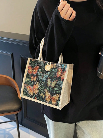 Women's Beige Linen Tote Bag-Suitable For Various Occasions Such As Dates, Back-To-School, The Beach, Commuting, Picnics, And Camping.