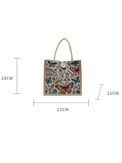 Women's Beige Linen Tote Bag-Suitable For Various Occasions Such As Dates, Back-To-School, The Beach, Commuting, Picnics, And Camping.
