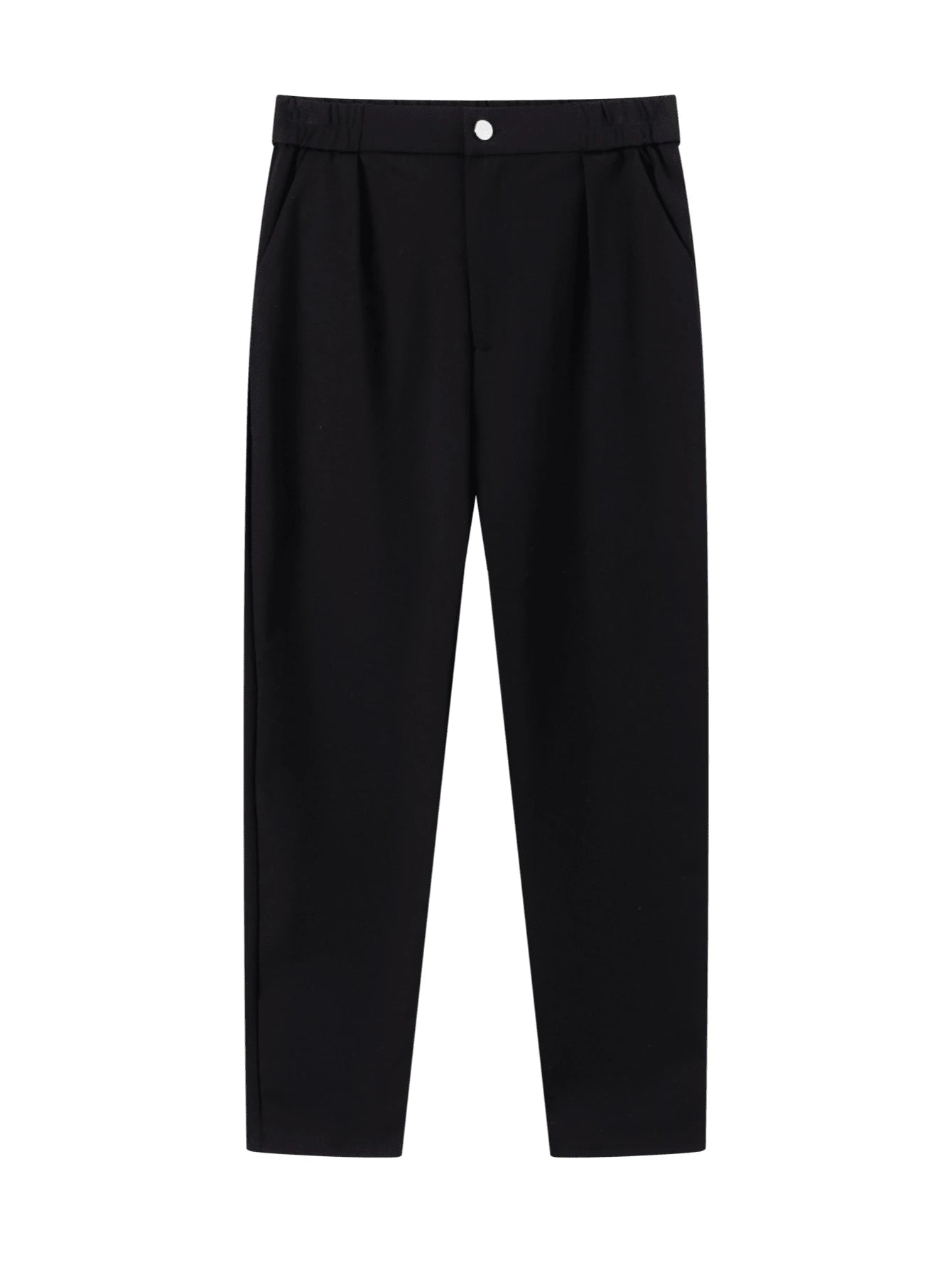 Women's Blue Stretch 9-Inch Pants, With Pockets, Zipper & Button, Casual Business Style Long Pants, Suitable For Women Under 168cm/66 Inches, Autumn/Winter