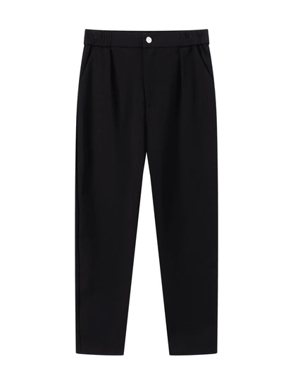 Women's Blue Stretch 9-Inch Pants, With Pockets, Zipper & Button, Casual Business Style Long Pants, Suitable For Women Under 168cm/66 Inches, Autumn/Winter