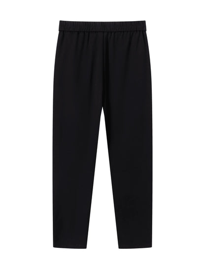 Women's Blue Stretch 9-Inch Pants, With Pockets, Zipper & Button, Casual Business Style Long Pants, Suitable For Women Under 168cm/66 Inches, Autumn/Winter