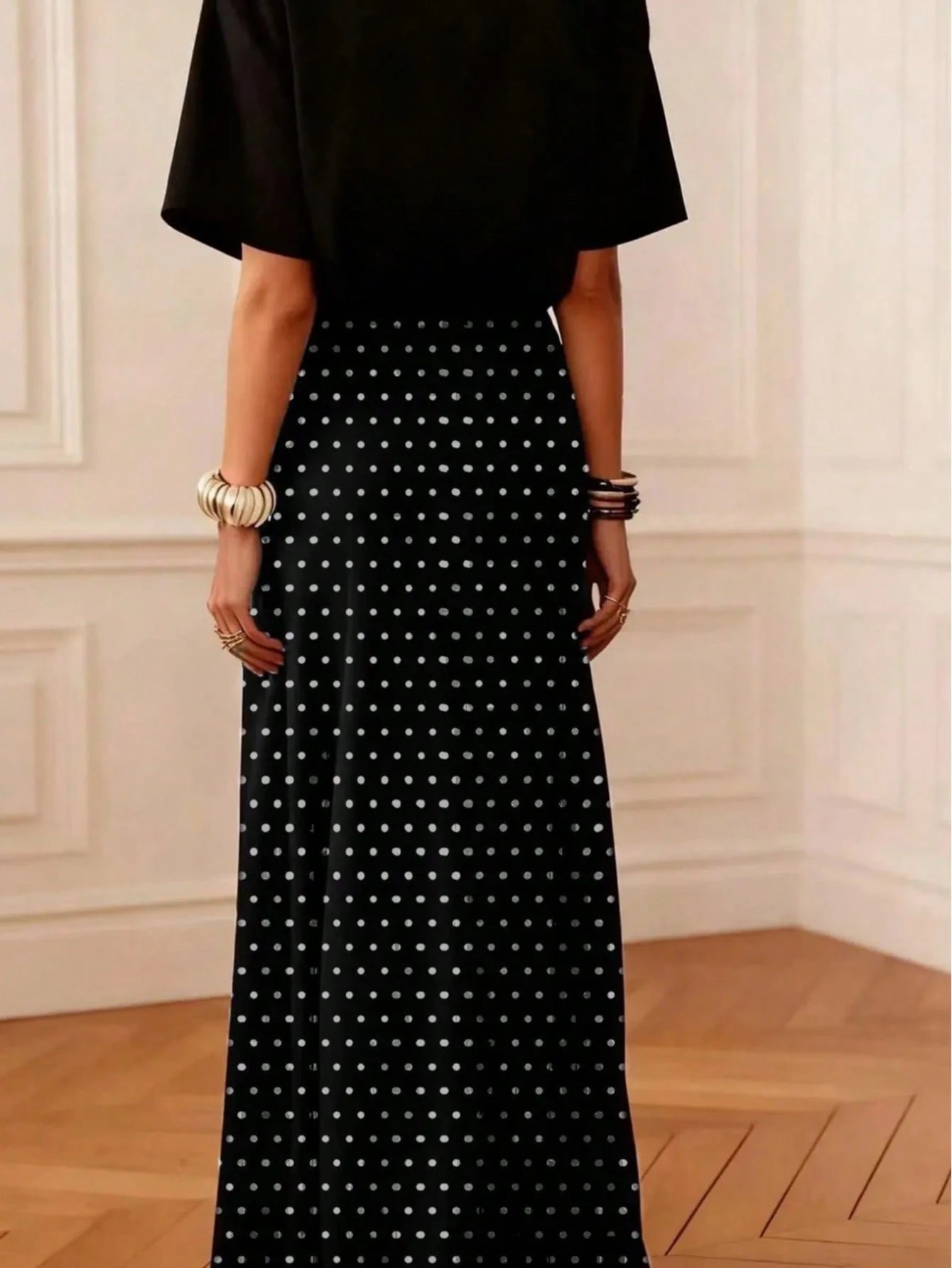 Women's Casual Polka Dot A-Line Maxi Skirt, Made Of Non-Stretch Woven Fabric, Suitable For Daily Wear, Summer Spring Brown