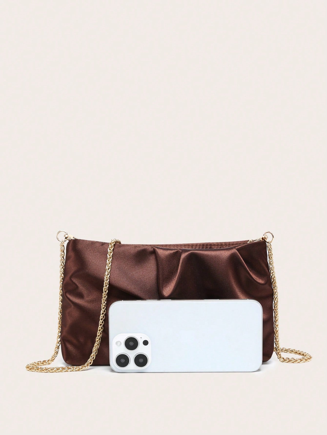 Women's Crossbody Bag, Square Bag, Wrinkled Silk Satin Texture, Wrinkled Touch, Lightweight And Fashionable, Metal Chain, Suitable For Evening Outings, Parties And Shopping.