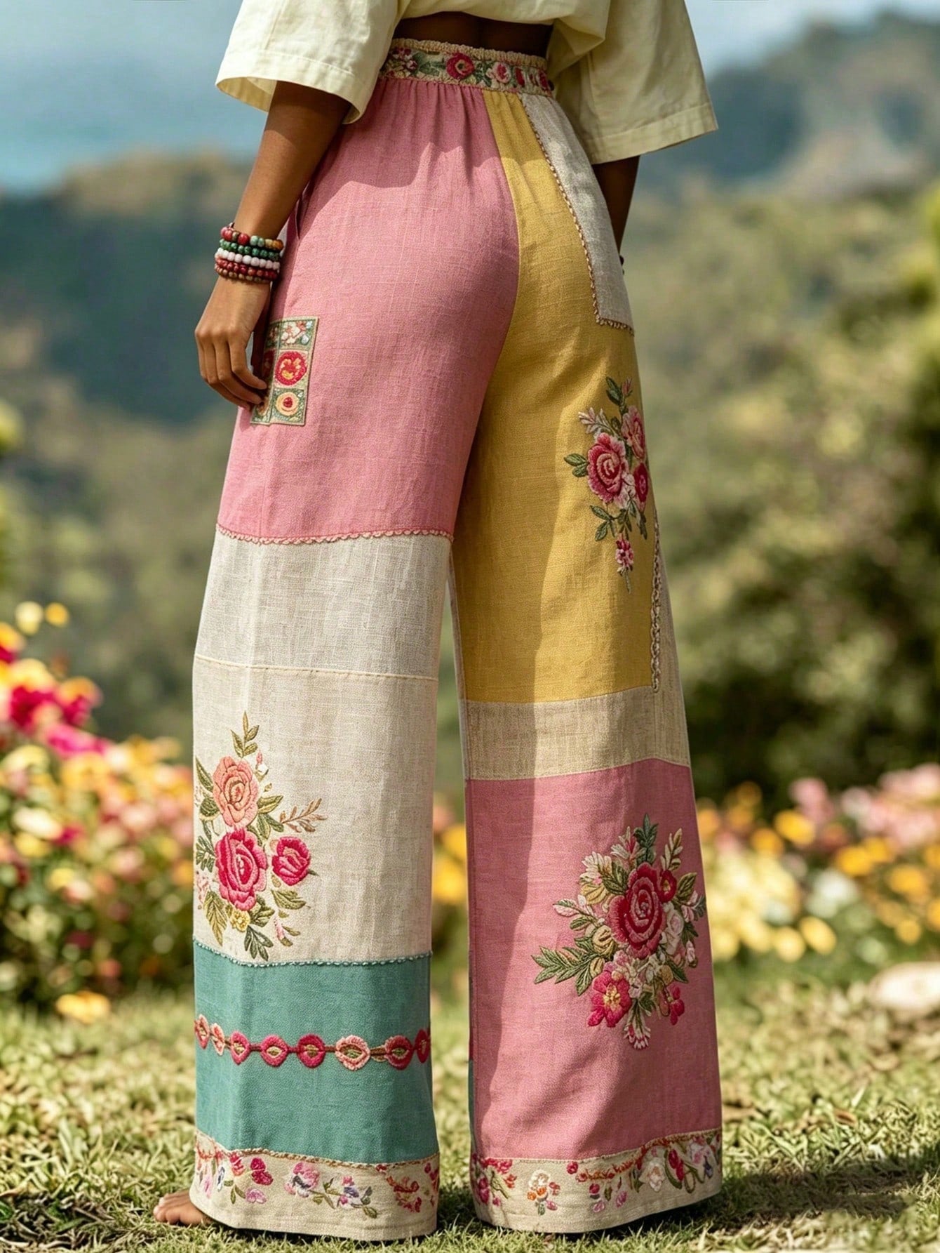 Women's Drawstring Waist Floral Print Casual Versatile Daily Wear Pants