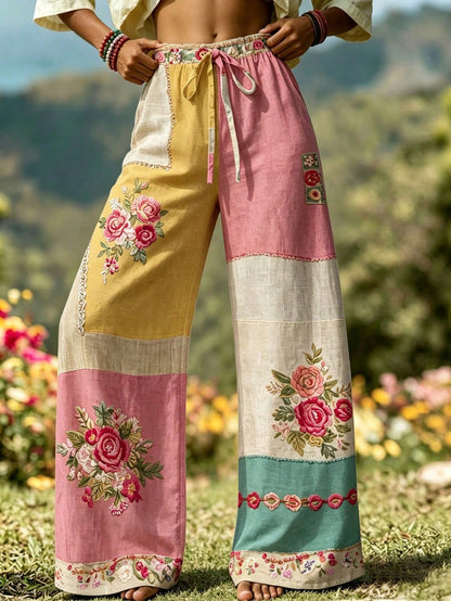 Women's Drawstring Waist Floral Print Casual Versatile Daily Wear Pants