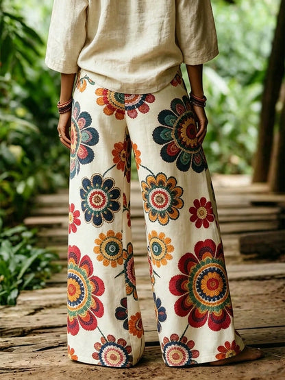 Women's Drawstring Waist Floral Print Casual Versatile Daily Wear Pants
