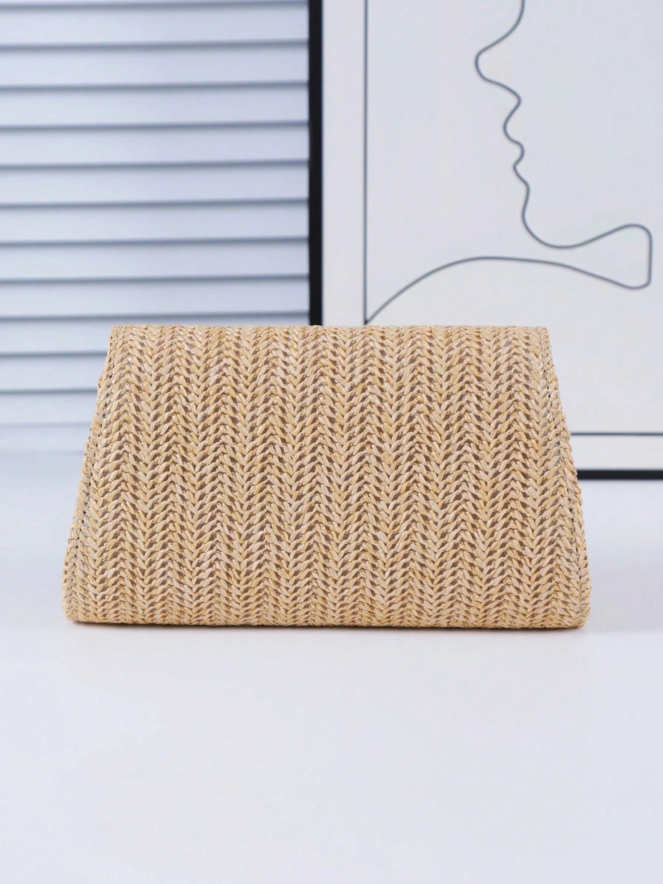 Women's Elegant Clutch, Khaki Straw Woven Casual Handbag, Fashion Evening Bag, Suitable For Holidays, Beach, Business Commute, Casual, Minimalist Style, Vacation Occasions