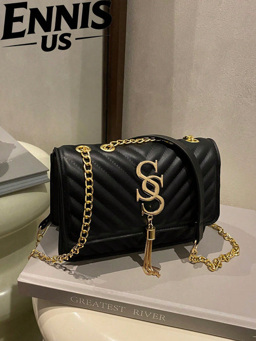 Women's Fashion Solid Color PU Leather Quilted Shoulder Bag, Multifunctional Flap Chain  For Party/Evening, Business Professional Women