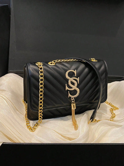 Women's Fashion Solid Color PU Leather Quilted Shoulder Bag, Multifunctional Flap Chain  For Party/Evening, Business Professional Women