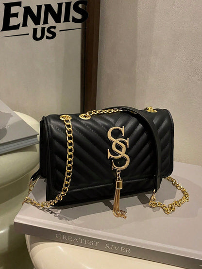 Women's Fashion Solid Color PU Leather Quilted Shoulder Bag, Multifunctional Flap Chain  For Party/Evening, Business Professional Women