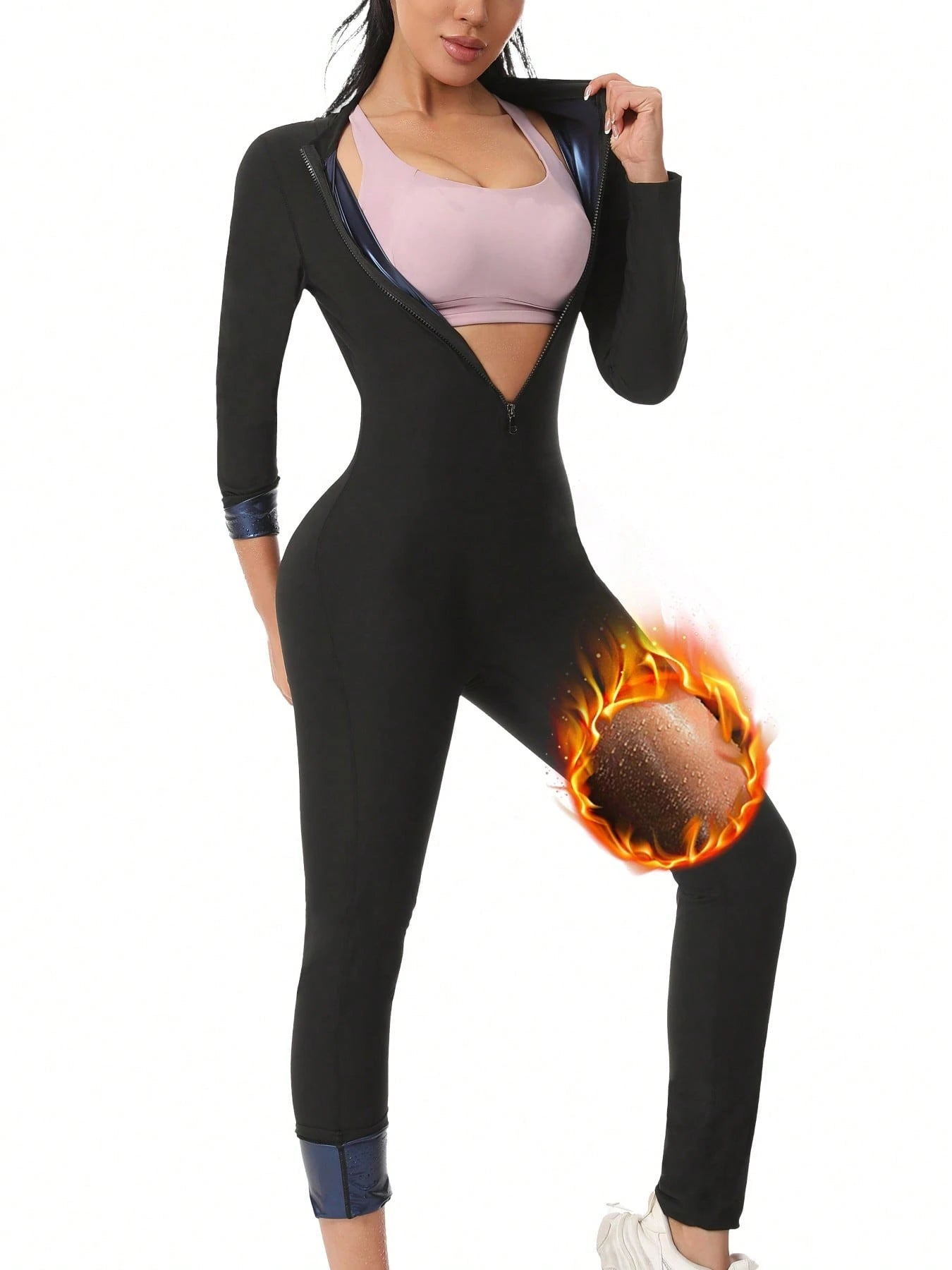 Women's Jumpsuit Waist Trainer, Tight Compression Gym Top And Leggings Set Spring Sports Fall