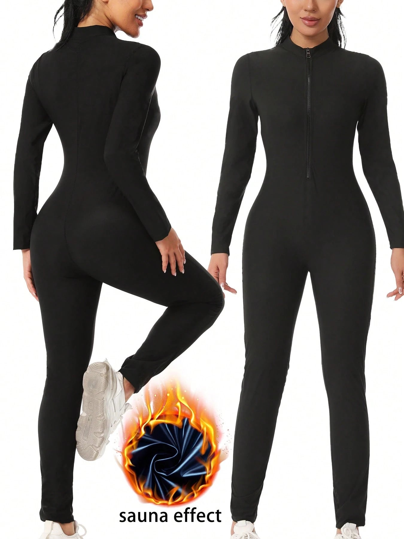 Women's Jumpsuit Waist Trainer, Tight Compression Gym Top And Leggings Set Spring Sports Fall