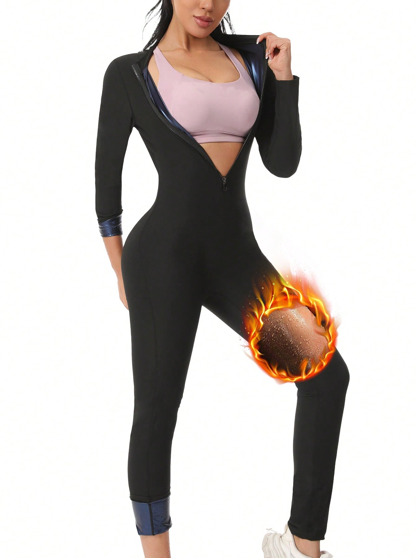 Women's Jumpsuit Waist Trainer, Tight Compression Gym Top And Leggings Set Spring Sports Fall
