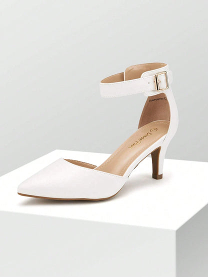 Women's Low Heel Ankle Strap Elegant Dress Pump Shoes
