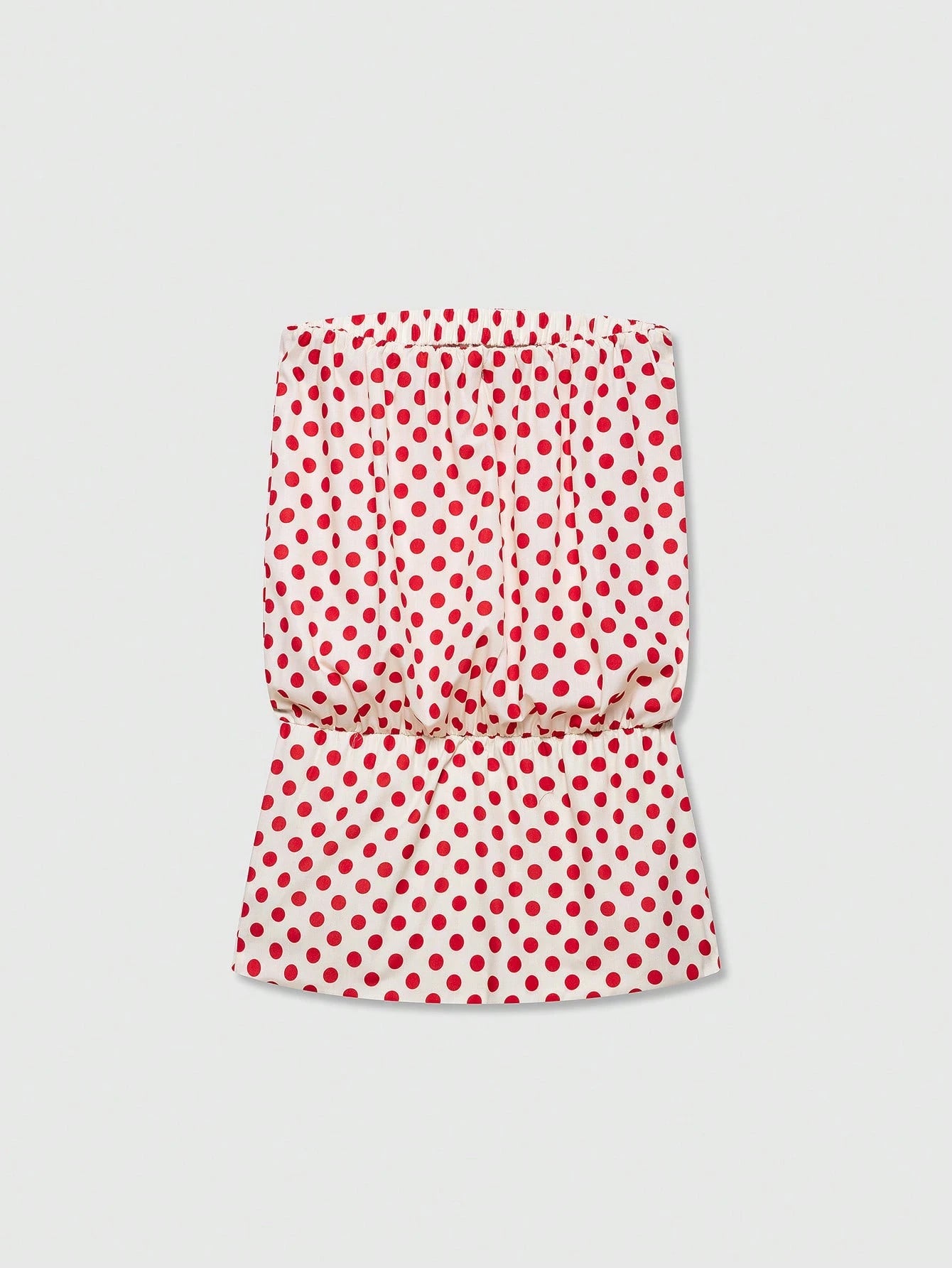 Women's Polka Dot Bandeau Mini Dress Elegant Summer Red