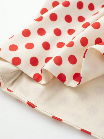 Women's Polka Dot Bandeau Mini Dress Elegant Summer Red