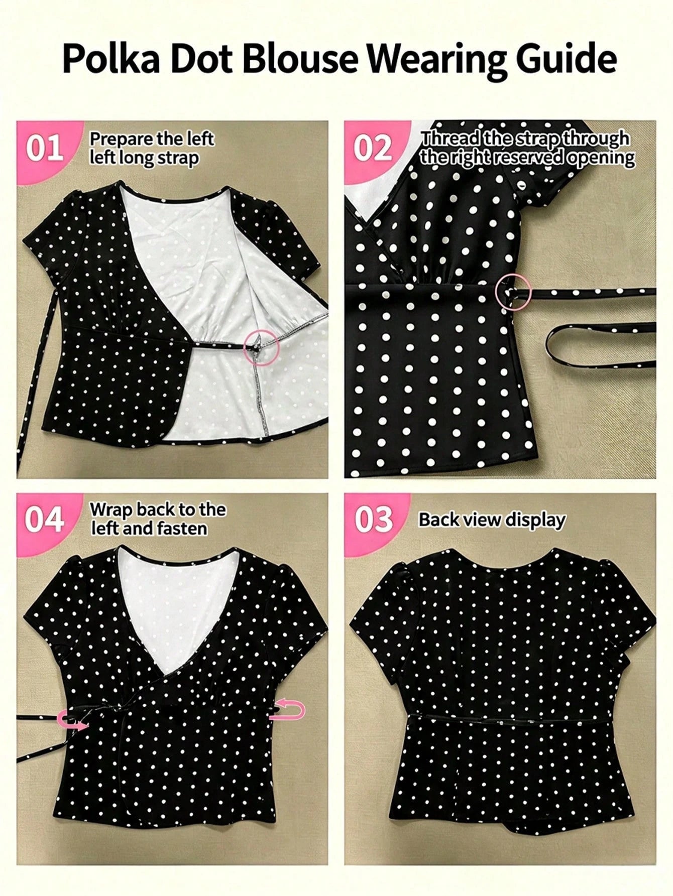 Women's Polka Dot Deep V-Neck Short Sleeve Wrap Crop Top And Mini Skirt 2-Piece Set Black Summer, Vacationcore Elegant