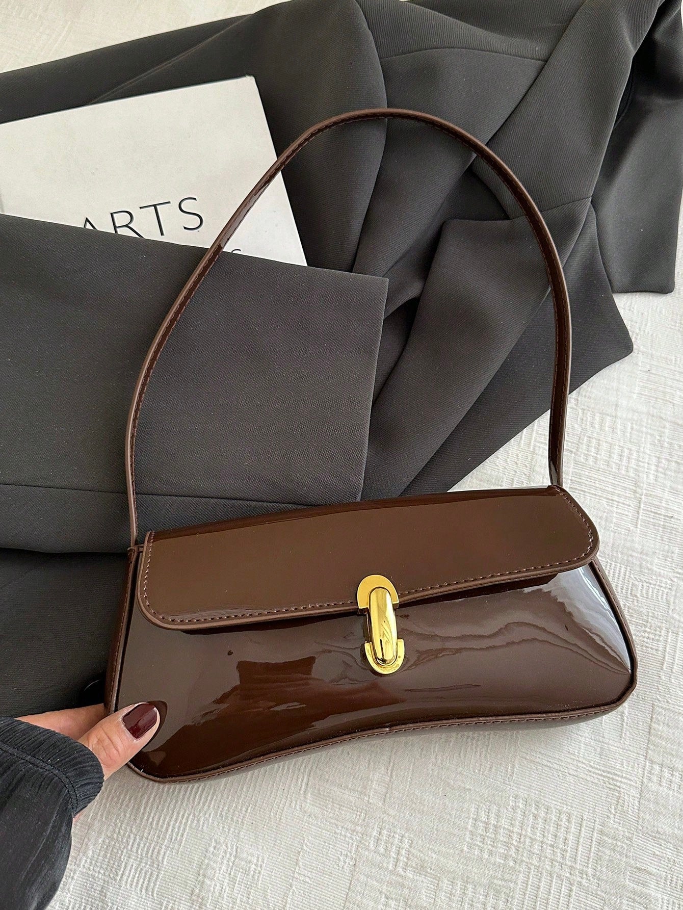 Women's Retro Faux Leather Flap Underarm Shoulder Bag, Suitable For Dates, Outings, Parties And Other Occasions,Business Professional Women