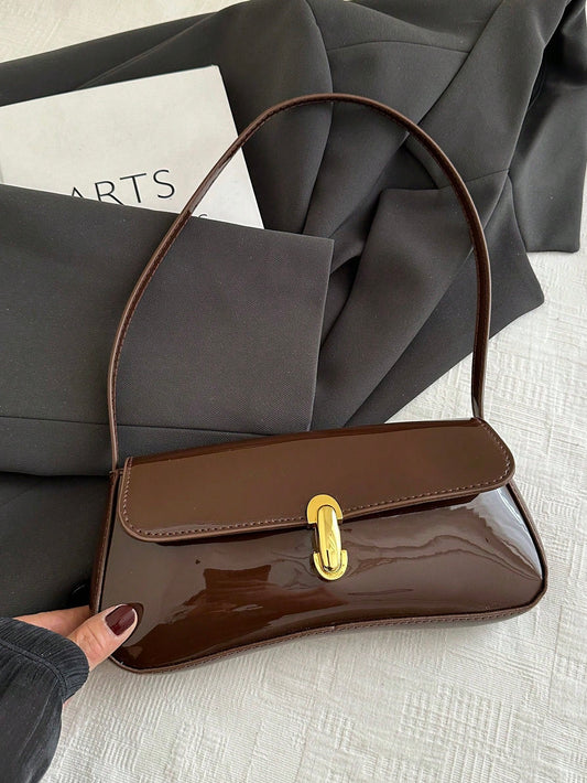Women's Retro Faux Leather Flap Underarm Shoulder Bag, Suitable For Dates, Outings, Parties And Other Occasions,Business Professional Women