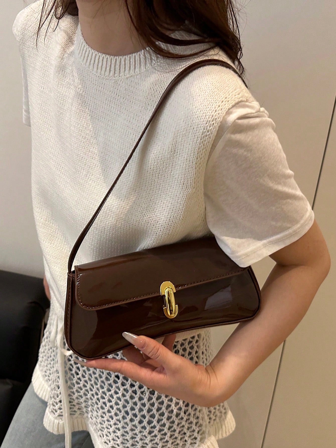 Women's Retro Faux Leather Flap Underarm Shoulder Bag, Suitable For Dates, Outings, Parties And Other Occasions,Business Professional Women
