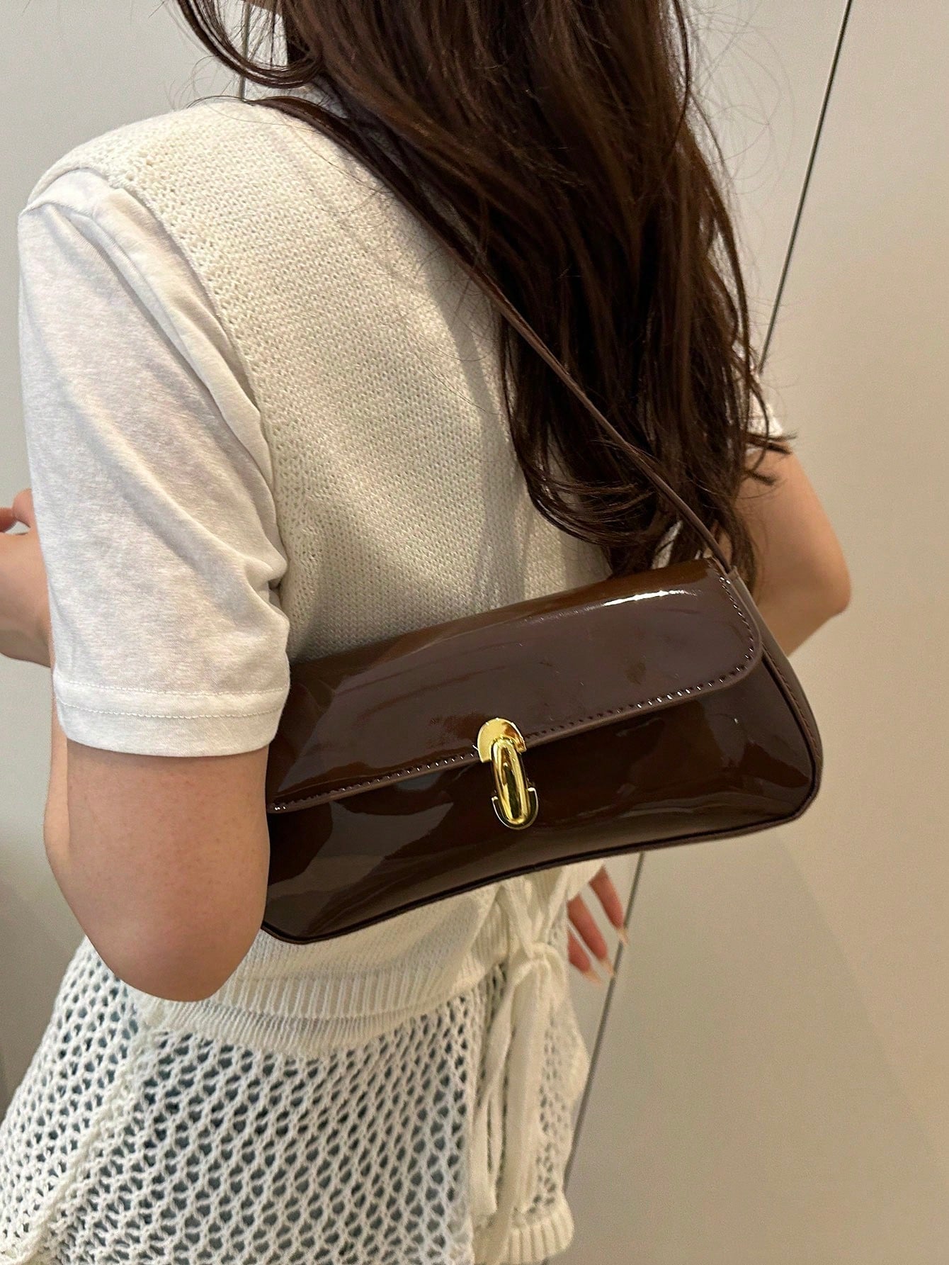 Women's Retro Faux Leather Flap Underarm Shoulder Bag, Suitable For Dates, Outings, Parties And Other Occasions,Business Professional Women