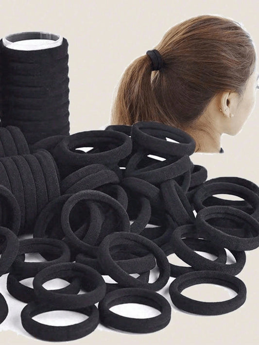 Women's Seamless Elastic Headband, Pure Black Minimalist Ponytail Hair Tie Headscarf, Daily Face Washing, Sports, Bathroom Hair Accessory, Gift
