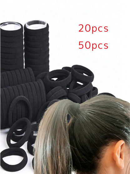 Women's Seamless Elastic Headband, Pure Black Minimalist Ponytail Hair Tie Headscarf, Daily Face Washing, Sports, Bathroom Hair Accessory, Gift