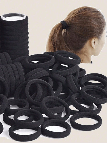 Women's Seamless Elastic Headband, Pure Black Minimalist Ponytail Hair Tie Headscarf, Daily Face Washing, Sports, Bathroom Hair Accessory, Gift