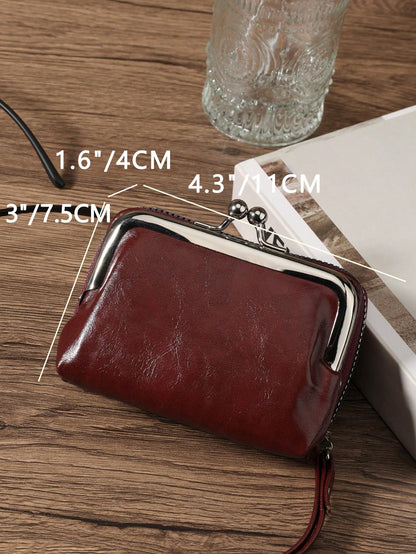 Women's Short PU Leather Wallet, Zipper Clasp Multi-Function Large Capacity Coin Purse Card Holder, Lightweight Fashion Modern Business Zipper Credit Card Wallet, Business Casual Teacher's Day Gift, A