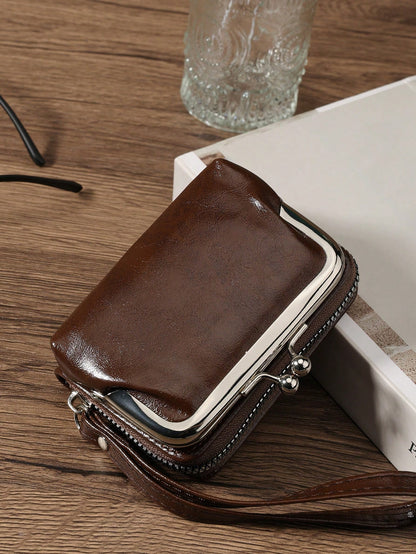Women's Short PU Leather Wallet, Zipper Clasp Multi-Function Large Capacity Coin Purse Card Holder, Lightweight Fashion Modern Business Zipper Credit Card Wallet, Business Casual Teacher's Day Gift, A