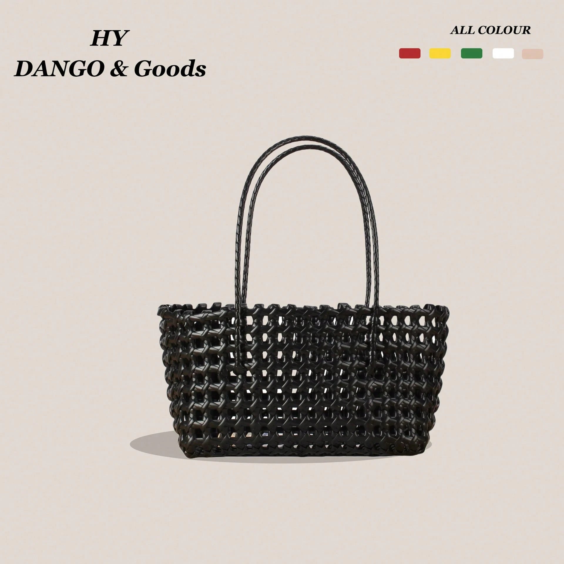 Women's Shoulder Bag Korean-Style Hollowed-Out Handmade Woven Bag, Vegetable Basket, Holiday Travel Beach Bag, Daily Commuter Bag