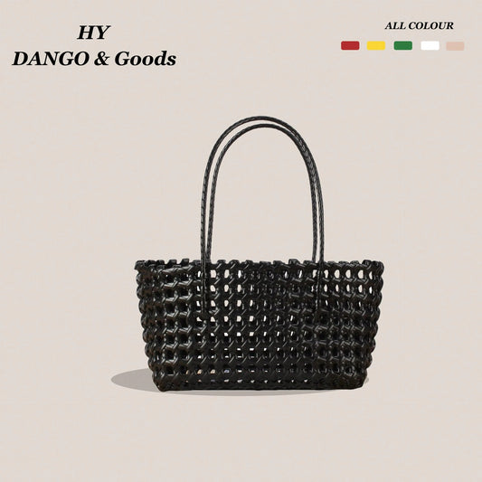 Women's Shoulder Bag Korean-Style Hollowed-Out Handmade Woven Bag, Vegetable Basket, Holiday Travel Beach Bag, Daily Commuter Bag