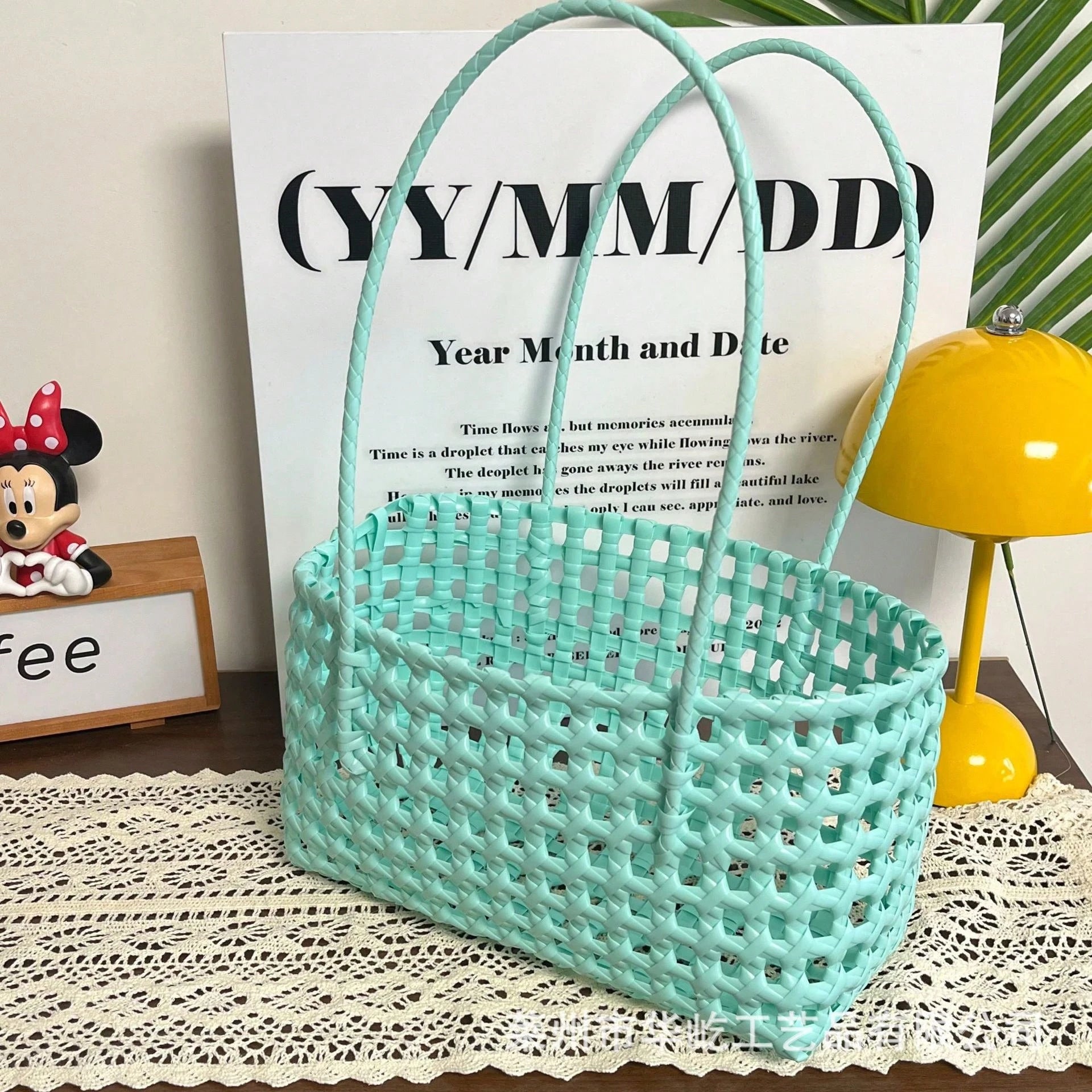 Women's Shoulder Bag Korean-Style Hollowed-Out Handmade Woven Bag, Vegetable Basket, Holiday Travel Beach Bag, Daily Commuter Bag