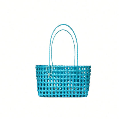 Women's Shoulder Bag Korean-Style Hollowed-Out Handmade Woven Bag, Vegetable Basket, Holiday Travel Beach Bag, Daily Commuter Bag