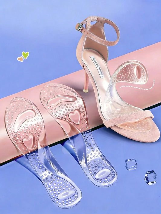Women's Silicone High Heel Shoe Insoles, Non-Slip Self-Adhesive, Soft Granular Anti-Friction Forefoot Pads, Washable, Suitable For High Heels, Sandals, Shoes, Sneakers