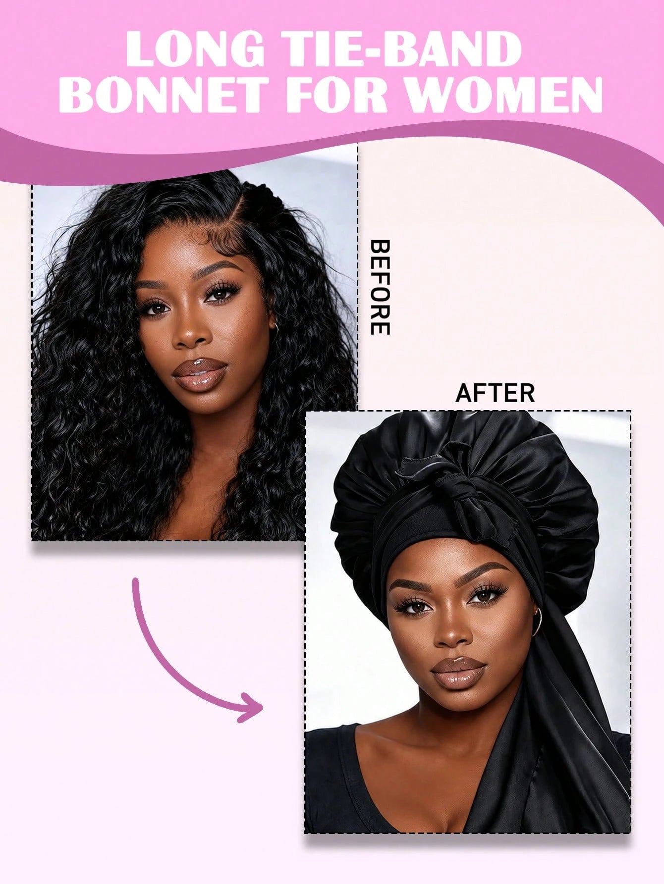 Women's Sleep Hair Cap, Drawstring Women's Sleep Cap Suitable For Braids And Curly Hair, Large Size Sleep Braid Cap With Elastic Drawstring, Adjustable Long Strap Braid Sleep Cap