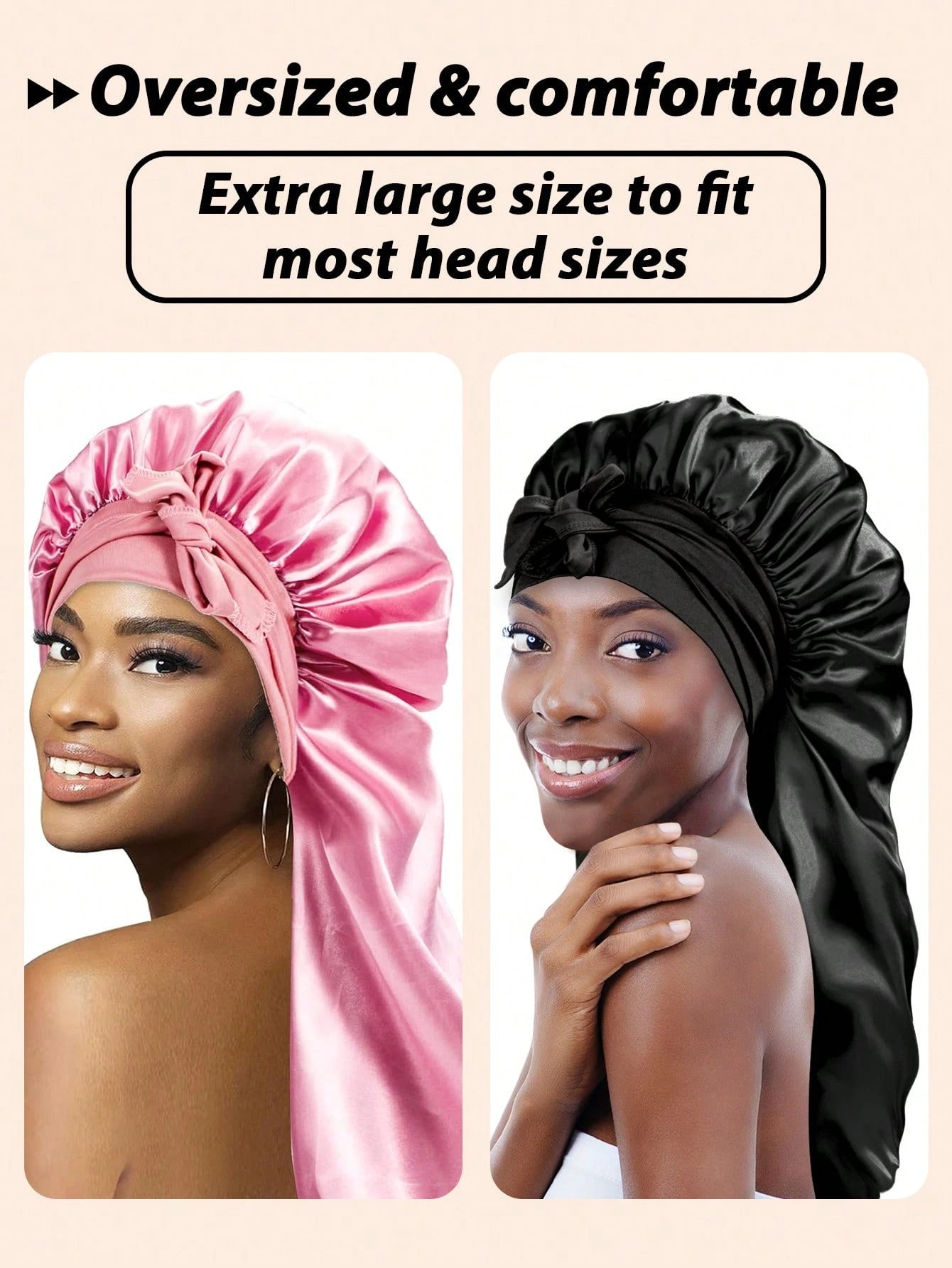Women's Sleep Hair Cap, Drawstring Women's Sleep Cap Suitable For Braids And Curly Hair, Large Size Sleep Braid Cap With Elastic Drawstring, Adjustable Long Strap Braid Sleep Cap