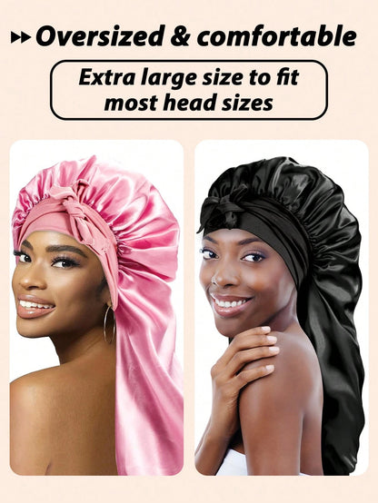 Women's Sleep Hair Cap, Drawstring Women's Sleep Cap Suitable For Braids And Curly Hair, Large Size Sleep Braid Cap With Elastic Drawstring, Adjustable Long Strap Braid Sleep Cap