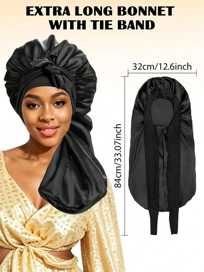 Women's Sleep Hair Cap, Drawstring Women's Sleep Cap Suitable For Braids And Curly Hair, Large Size Sleep Braid Cap With Elastic Drawstring, Adjustable Long Strap Braid Sleep Cap