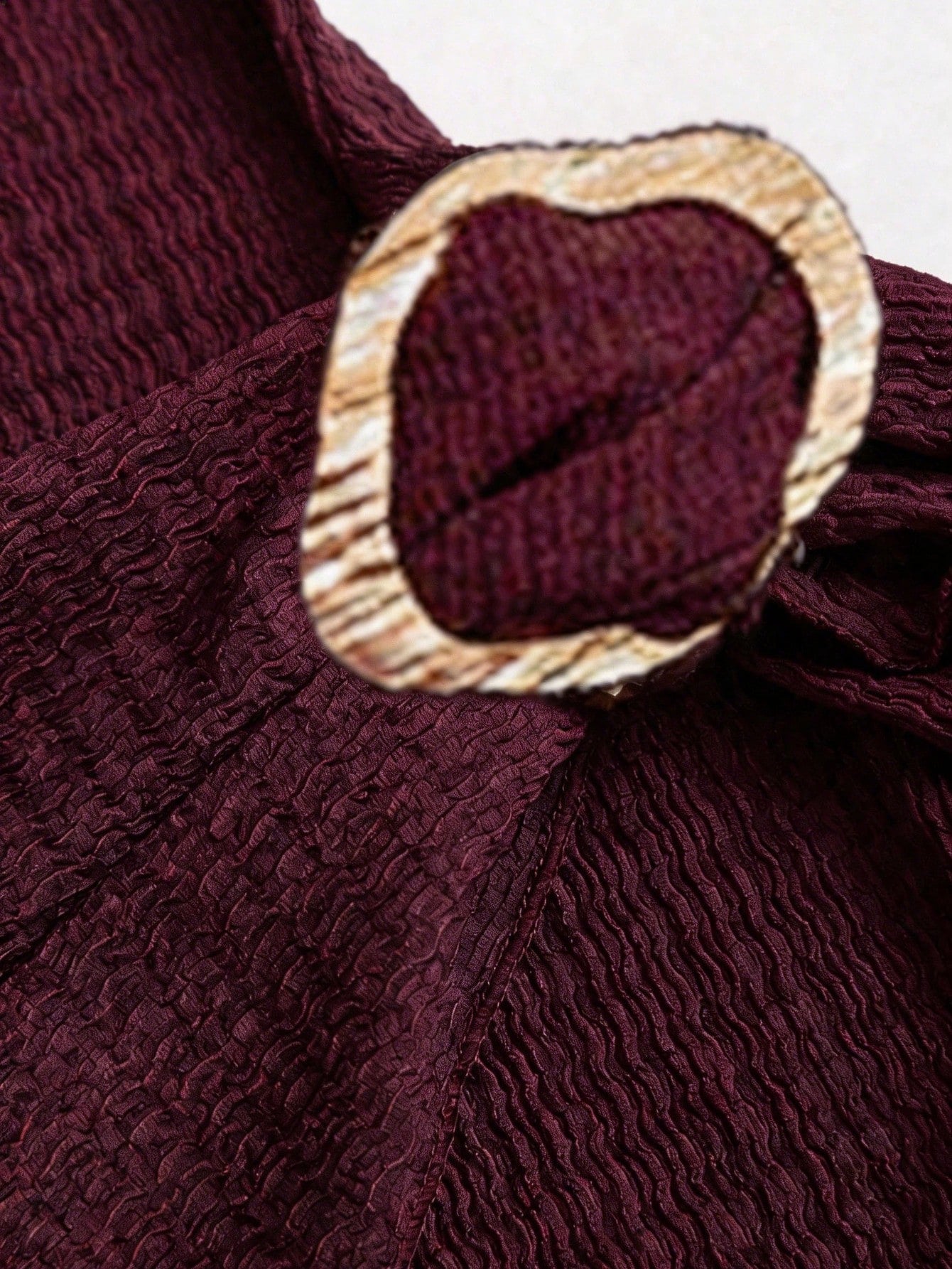 Women's Solid Burgundy Casual Knotted Textured Knit Formal Evening Dress, Accented With Solid Metal Buttons, Elegant And Fashionable, Suitable For Office, Home, Daily Wear, Vacation And Various Occasi