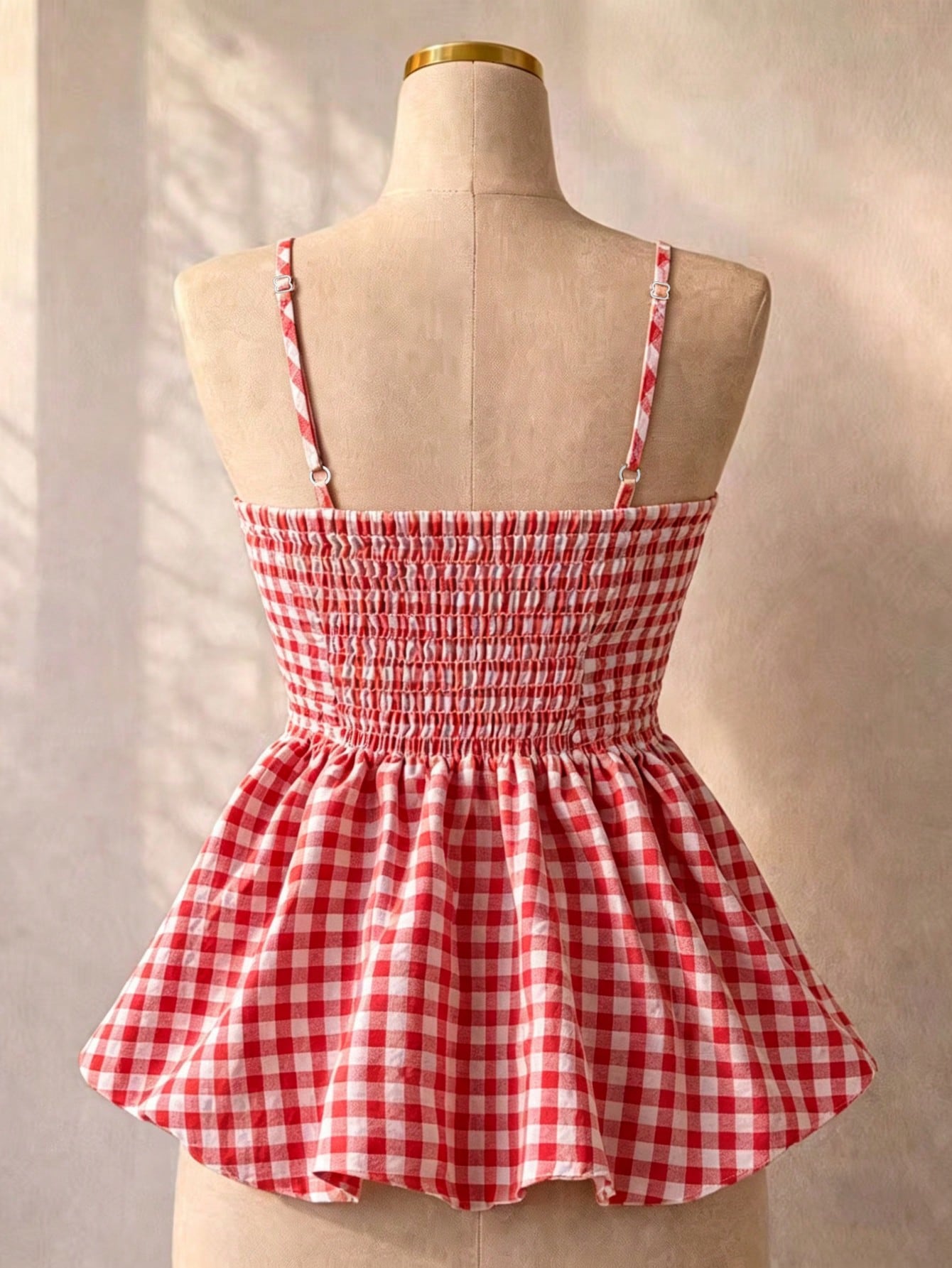 Women's Summer Camisole, Women's Plaid Camisole Top For Vacation, Graduation, Wedding, Back To School, Vintage Style Camisole, Cute Casual Summer Day, Romantic Country Style, Loose Comfortable Hem Cam