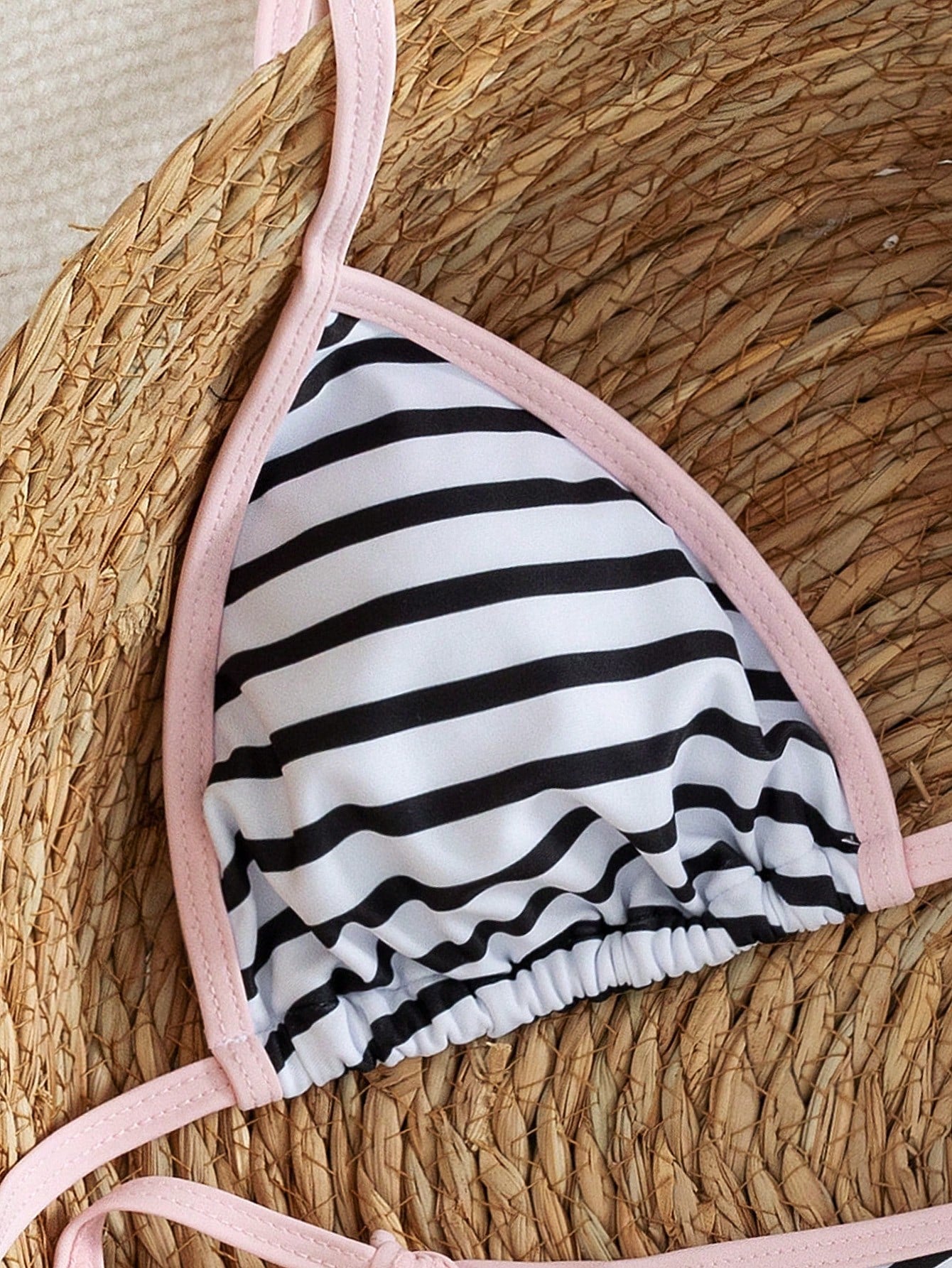 Women's Summer Colorblock Striped Bikini Set Set, Halter Neck Tie Backless Swimwear, High Elasticity Breathable Fabric, Party/Music Festival Bikini Set, Beach Vacation Swimwear, Women's Summer Vacatio