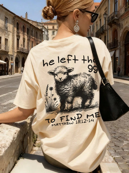 Women'S Summer New Casual Alpaca Letter Print Loose Versatile Round Neck Beige Short Sleeve T-Shirt, Fashionable Everyday & Holiday Wear