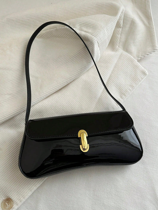 Women's Vintage Faux Leather Flap Decor Shoulder Underarm Bag, Suitable For Dating, Outing, Party